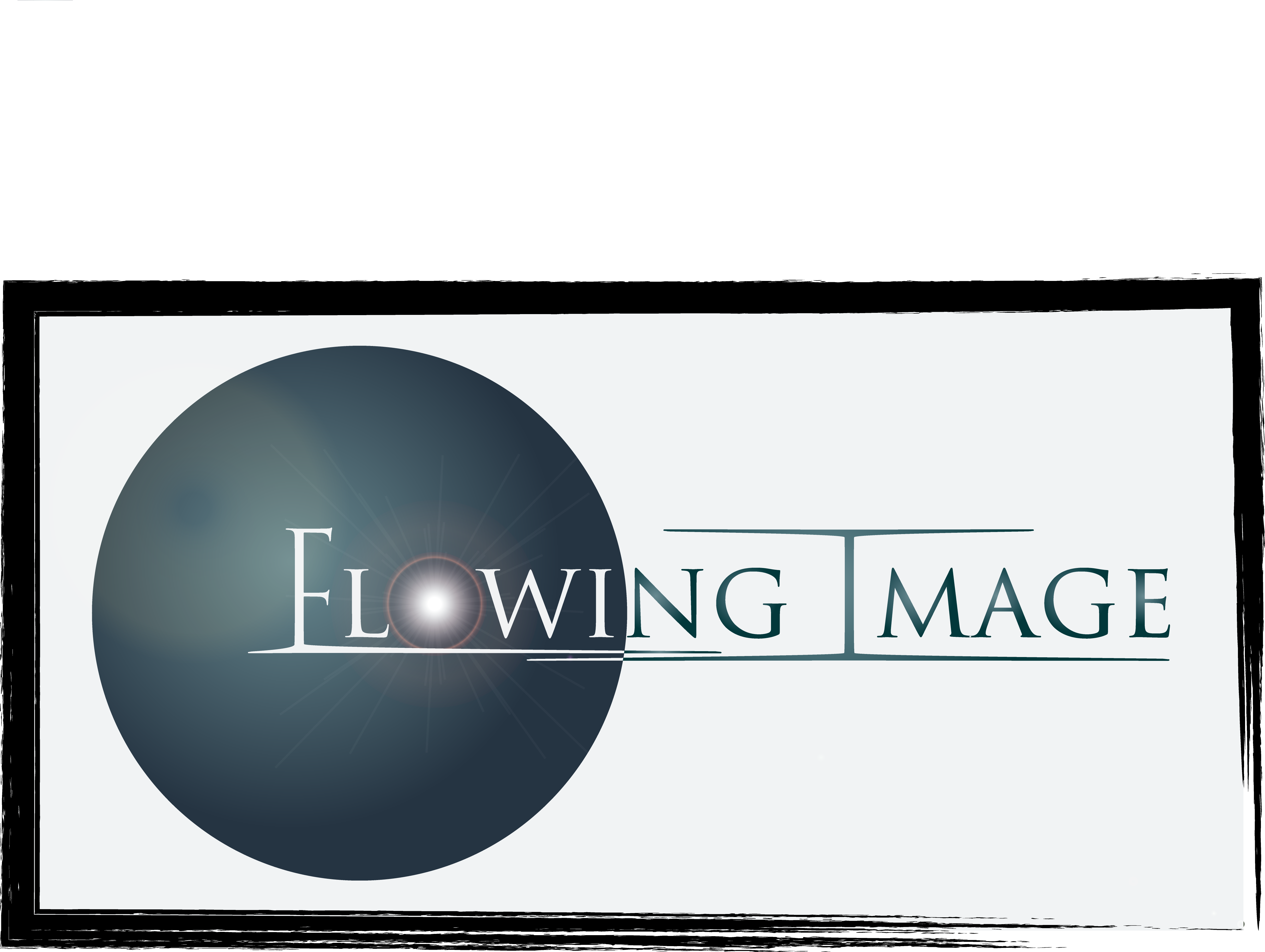 Flowing Image logo with the words Flowing Image intersecting with a circle